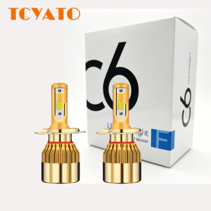 TCYATO 2Pcs Dual Color Yellow and White Car LED Headlights H1 H7 H11 H4 High and Low Beam Integrated LED Light Beam