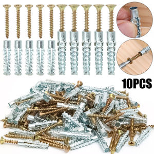 50/10Set Serrated Gecko Expansion Bolt Tube Self Drilling Screws Metal Lightweight Brick Expansion Wall Bolts Home Hardware Accessories