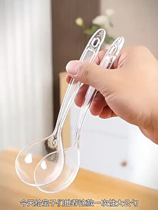 10pcs Large Diameter Disposable Spoon Long Handle Scoop Soup Rice Ladle Kitchen Accessories Dining Tool