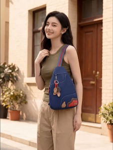 【Ready Stock&COD】DIVATEN Zipper Womens Backpack Lightweight Nylon Chest Bag Multi Compartment Shoulder Bags Work Use