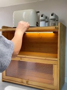 LACC Dustproof Kitchen Cabinet Senior 2 Layers Kitchen Organizer Shelf Seasoning Organizer Countertop Storage Cabinet Moisture
