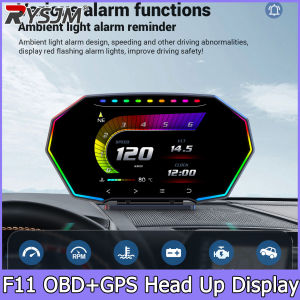 RYSJM | HUD OBD2 Display F11 On-board Computer GPS+OBD Gauge Smart Digital Speedometer  Slope Water Temp Fuel Consumption