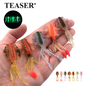 TEASER 4PC/BAG S031 6CM Miniature Small Squid Lure Soft Bait Nightlight Sea Fishing Octopus Squid Fake Bait Biomimetic Bait
