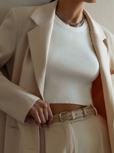 Slim Fit Solid Color round Neck Short Vest Womens Fashion Streetwear Summer Basic Solid Color Top Short Length