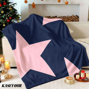 Beast Kingdom | Pink Navy Star Winter Summer Flannel Blanket Throw Fleece Soft Fuzzy Plush Cozy Fleece Blankets for Sofa Ideal Gifts