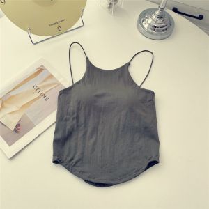 IELGY White small camisole vest with chest cushion short top for women