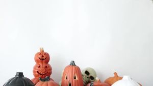 1PCS Large Opening Hollow Halloween Glowing Pumpkin Decor Light Insert Plastic Lantern for Haunted House Indoor Scene Layout