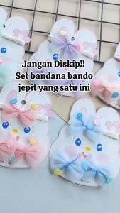 Set Bandana Bando Jepitan Bayi Perempuan Newborn 0-6 Bulan