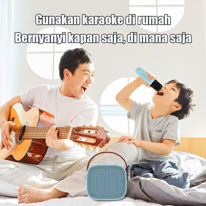 Mini Speaker Karaoke Bluetooth ori full Bass Portable Wireless , Bluetooth Speaker Musik Box Full Bass Audio + Mikrofon Diatur