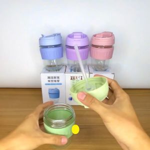 ProPRINTZ - 350ml/500ml 2 Way Drinking Glass Mug with Cover Office or Travel Friendly