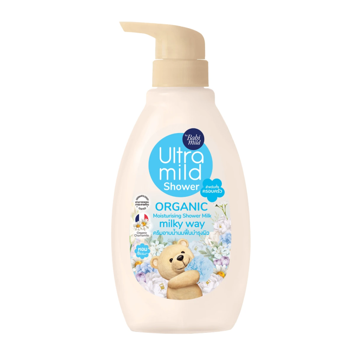 Babi Mild Ultra Mild Organic Moisturizing Shower Milk Milky Way Scent 380 Ml. เบบี้มายด์ อัลตร้า มายด์ ครีมอาบน้ำ กลิ่นมิลค์กี้เวย์ 380 มล.