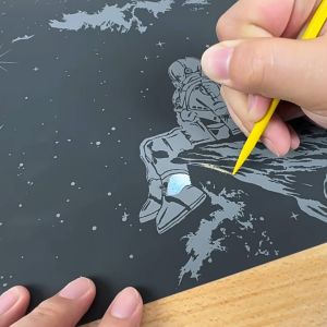 YUELU Space-Themed Scratch Art: Astronaut Nightscape DIY Stress-Relief Kit for Adults Mainan Kanak Budak Dewasa 跃鹿太空星球刮刮画夜景宇航员刮画太空人成人diy减压刮画