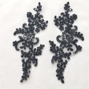 *Lace Flower Embroidered Applique Patches 1 Pair Fabric Trim Stickers for Sewing DIY Craft Wedding Dress Accessories