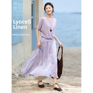 MOHANYIMEI | Breathable Hollow Linen Knit Set