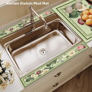 Kitchen Sink Water Absorbent Mat Narrow Edge Quick Dry Anti Slip Drain Mat Dish Water Control Pad Bathroom Silicone Mud Mat