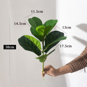 38cm 9 Forks Artificial Ficus Plants Plastic Banyan Leaves Big Rubber Tree Leafs Small Desk Plants For Home Garden Outdoor Decor