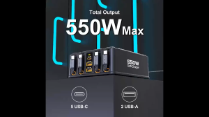 550W 7-in-1 Charging Station with 100W Retractable USB C Cable GaN Fast Charger for MacBook Pro iPhone 17 Samsung Laptop