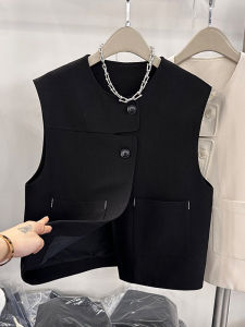 Spring Autumn 2025 Womens Short Suit Vest Fashionable European Korean Design Sense Outerwear Layering Internet Celebrity Style