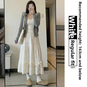YAYANGREN | High Waisted Slimming White Floral A-line Skirt