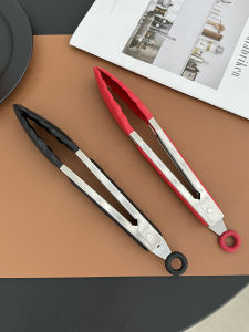 Food Grade Silicone Steakhouse Kitchen Clamp High Temperature Resistant Bread BBQ Cooking Utensils 430 Stainless Steel Clamp