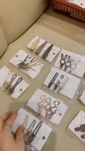DBI Jepit Rambut Klip Korea Vintage 3 in 1 Hairclip Wanita Korean cute Jepitan Lucu Earth Tone Set Jepit Rambut Poni