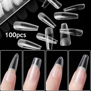 100Pcs Matte Clear Nail Tips Transparent Manicure Extension Glue Alcohol Free Beauty Nail Salon Tool
