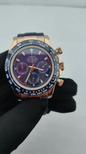 VK63 Mens Chronograph Watch VK63 Movement Rose Gold Case Blue Dial VK63 Mens Chronograph Watch Customized Watch