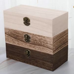 Retro Wooden Storage Box Plain Wood With Lid DHinged Boxes Gifts Packing Jewelry Case Box Home Sundries Storage Boxes Decoration