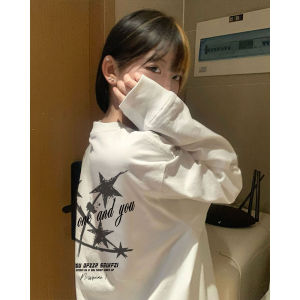 American Retro Pure Cotton Five-Pointed Star Inner Wear Long Sleeve T-shirt Female 2024 New Arrival Autumn and Winter Undershirt Easiest for Match Tops