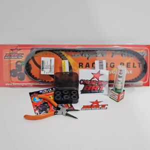 Paket Kirian 7 VBelt Roller Ninja Ball & Busi BRT Beat Scoopy Spacy Vario 110 FI Non ESP Starter Kasar