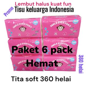 tisu serbaguna paket hemat 6 pice/pack tita soft 360helai murah lebih halus lembut fun