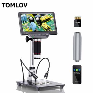 TOMLOV DM201 7-Inch Digital Microscope 32GB High Definition Industrial Inspection Mobile Phone Maintenance Magnifying Electron Microscope With Screen and 10CM Extension Tube