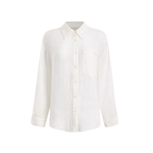 YUEZHONGWEI | French Cotton Linen White Long Sleeve Shirt Women Summer Thin Outerwear Cardigan Coat High-End Feeling Top Polo Collar Buttoned