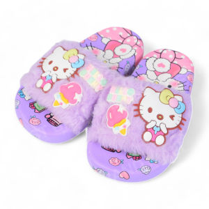 รองเท้าแตะลายคิตตี้ Kitty ขนมิงค์นุ่มฟู สำหรับเด็กผู้หญิงอายุ 4-8ปี ลายเจ้าหญิง สวมใส่เบาสบาย งานลิขท์แท้ ขนาด 24-35