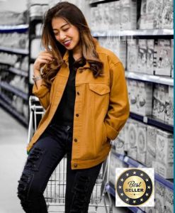 Jaket Jeans Wanita Tebal Jacket Denim Perempuan Mustrad Over Size (COD)