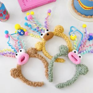 Cartoon Funny Little Monster Headband Women Girls Cartoon Plush Spring Hair Bands Hairband Headwear Elastic Hair Bands Christmas Gift
