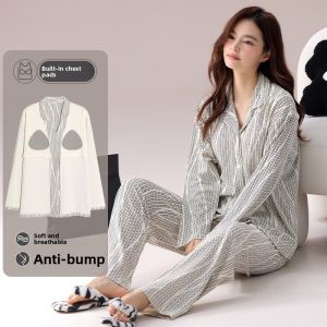 miiow | Pure Cotton Long Sleeve Sleepwear Set For Women Casual Home Clothes Matching Pants And Shirt Spring Autumn Winter New Style