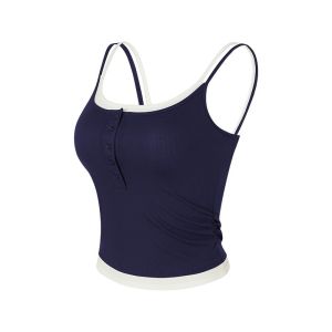 Fitness Girl Yoga Vest with Chest Pad Sports Back Beauty Training Pilates Striped Slimming Top Quick Dry Artificial Cotton Nylon