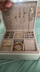 2-Layer Jewelry Box Jewelry Organizer with Handle Removable Jewelry Tray Jewelry Storage