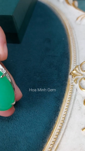 Mặt dây chuyền đá Mã Não màu xanh lá kiểu giọt nước size 16x32mm sang trọng cổ điển G201osmd Hoa Minh Gem