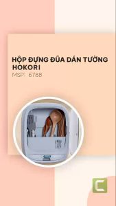 Hộp đựng đũa dán tường tiện lợi bảo quản đũa thìa tránh xa bụi bẩn