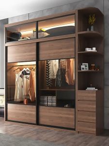 （Free delivery ＆ installation） Sliding Door Wardrobe Simple Assembly Sliding Door Bedroom Household Wardrobe