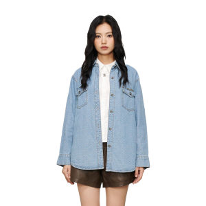 Noisy Teddy25 Autumn New Retro Lapel Casual Womens Denim Jacket Loose Comfortable Fashion Outerwear for Ladies