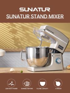 SUNATUR Stand Mixer 2200W Heavy Duty Kitchen Blender with 10L Stainless Steel Bowl Baking Mixer (SM-15110N/SM15110NL)