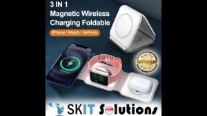 【SKIT SG】15W Magnetic Wireless Charger Portable Folding Stand Fast Charging Dock for Apple Watch iPhone Airpods Foldable 3in1 Wireless Fast Charger for Apple iWatch iPhone 14 Pro Max 13 12 Earbuds Samsung Android Mobile Phones with Qi-Wireless Function