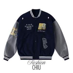 áo khoác varsity chất dạ ép phối tay da PU cao cấp kết hợp cùng họa tiết chữ thêu nổi bật và bắt mắt áo bomber varsity
