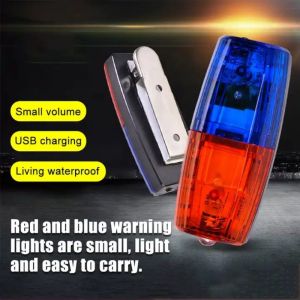 LED Red & Blue Caution Emergency Police Light Flashing Shoulder Lamp USB Rechargeable Shoulder Warning Safety Torch Bike Tail Lamp