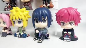 Bandai | 12 Pcs Naruto Anime Figure Look Up Uchiha Itachi Action Figure Q Version Sasuke/Kakashi Figurine PVC Collection Model Doll Toys