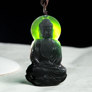 TIMESWIND Natural Jade Green with Certificate Buddha Ice Women Retro Pendant Necklace Y1N