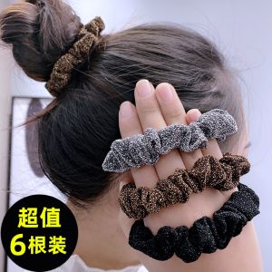 High Elasticity Black Hair Ties Bright Silk No Damage to Hair Thick And Shiny Elasticity Large Bow Hair Bands Simple And Elegant